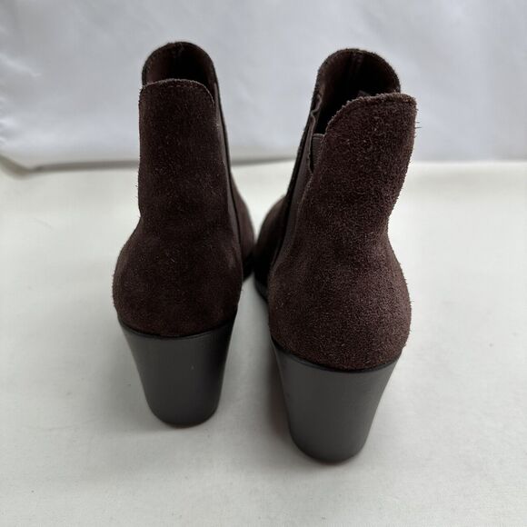 Crocs Leigh Wedge Chelsea Boots Brown Suede Leather Ankle Booties Women 7 US - Picture 4 of 16